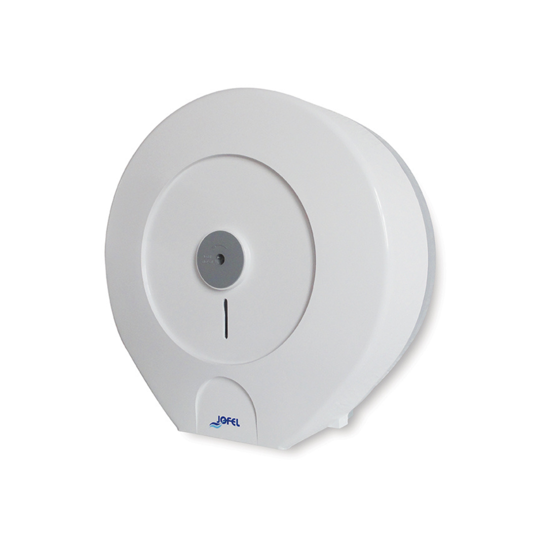 Dispensador de papel higiénico jumbo Altera Mini | Jofel PH51300 | 1 rollo 9″ (230 mm) | Blanco/Gris