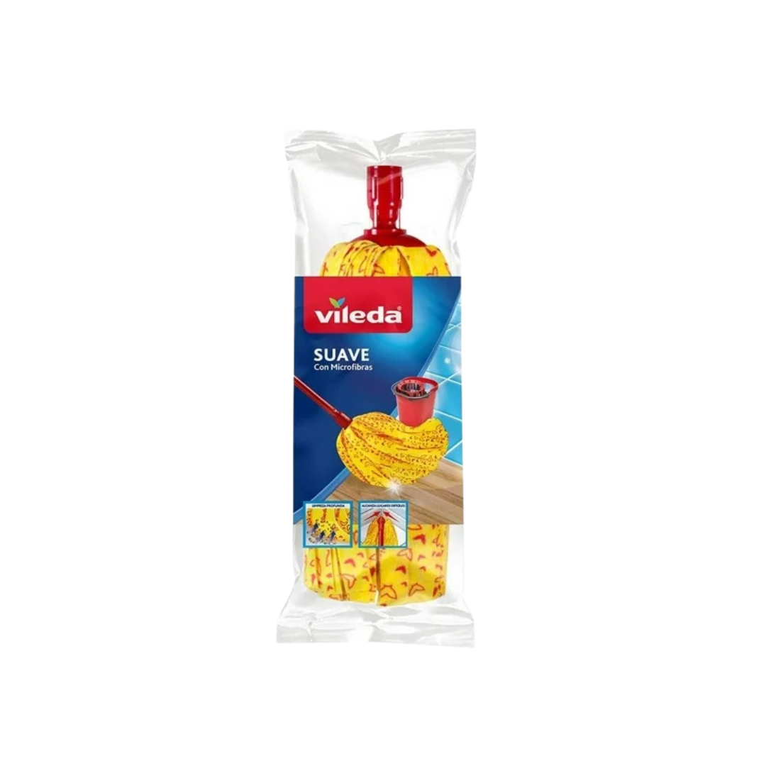 vileda-pro-repuesto-mop-suave-amarillo-350g.jpg: Repuesto de mop suave amarillo de Vileda Professional de 350g, hecho de microfibra y algodón