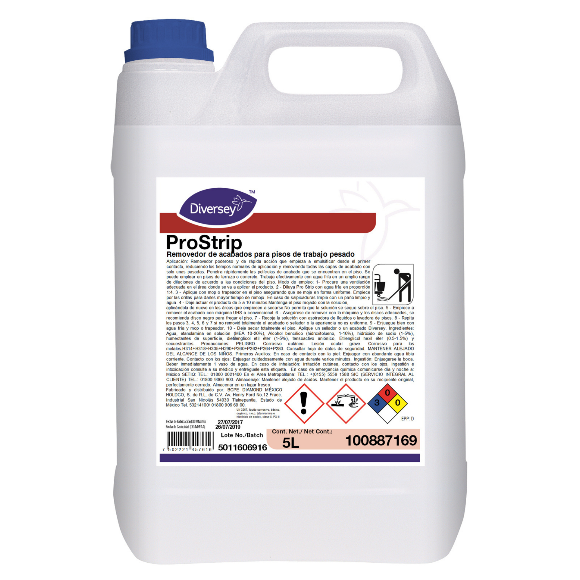 Diversey Pro Strip Removedor de Selladores y Acabados para Pisos Pesados 5L