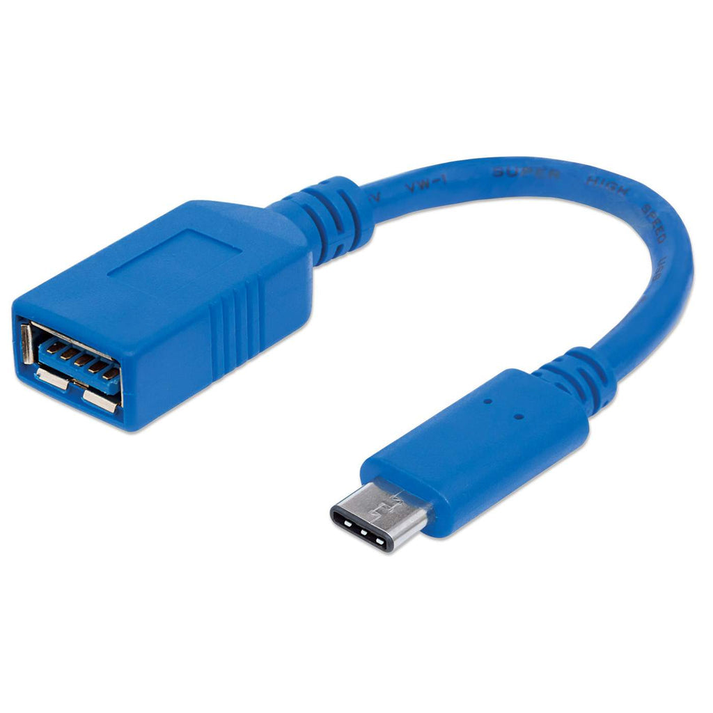 Cable MAN USB Tipo C macho a hembra, 15cm, azul, 3 Amps