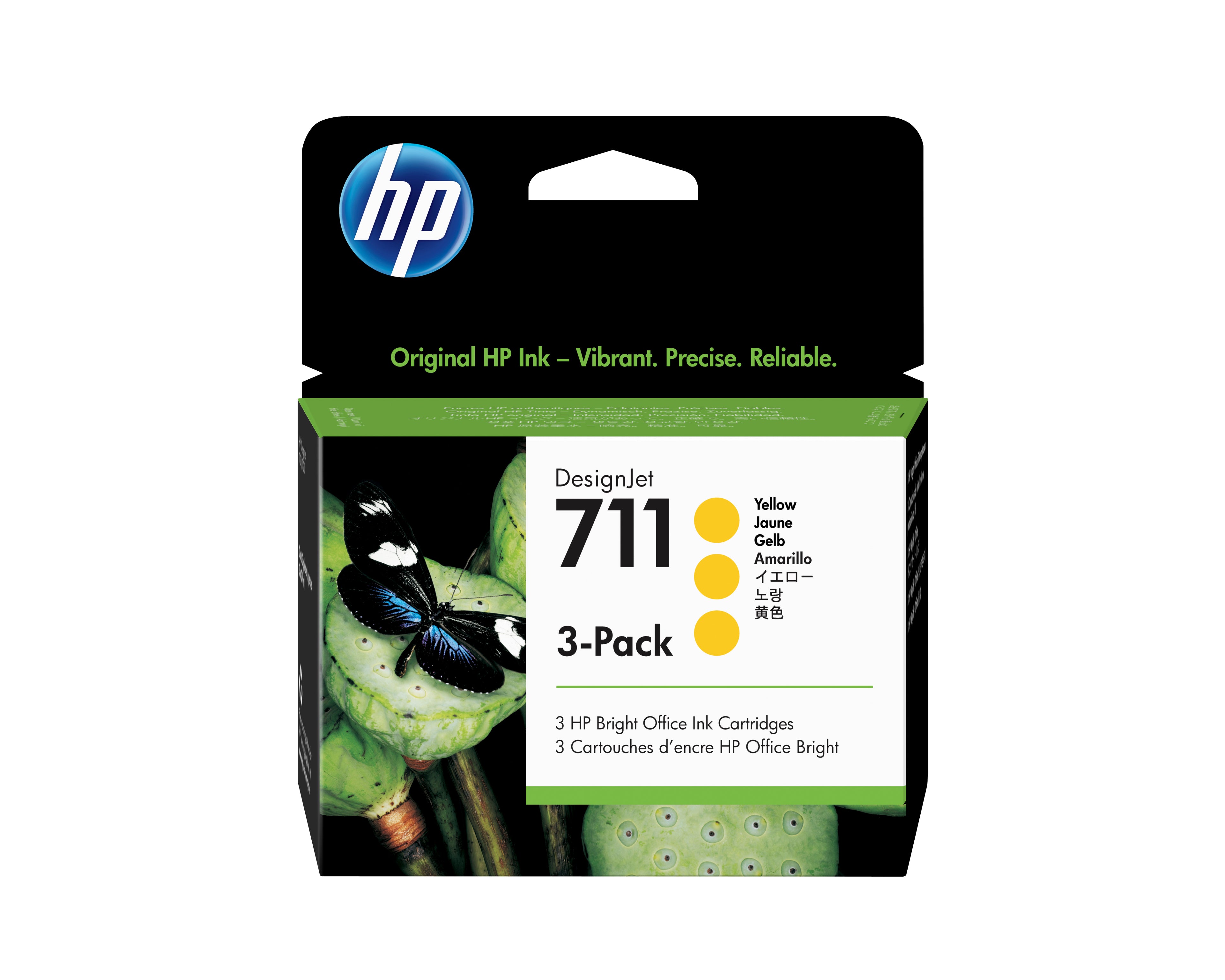 Tinta HP CZ136A 711 amarilla 3-pack