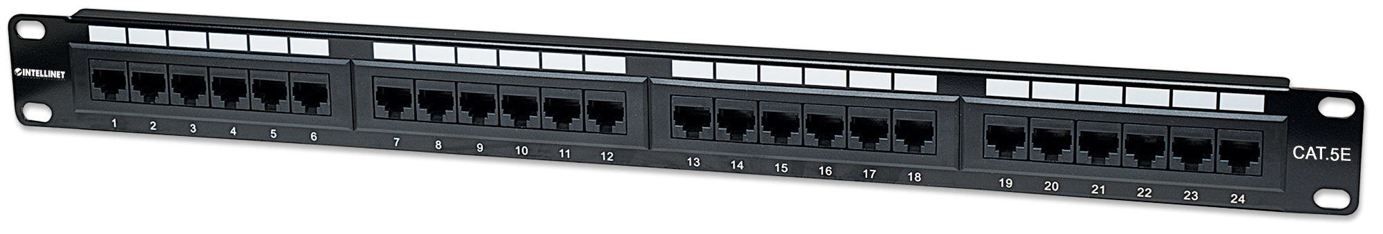 Panel de parcheo INT CAT 5E 24 ptos 1U para montaje en rack