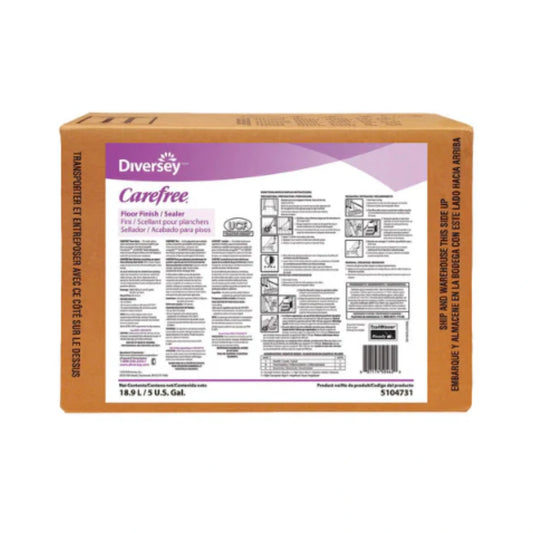 Caja o BIB (Bag-in-Box) de 18.9L del sellador y acabado para pisos Carefree de Diversey.