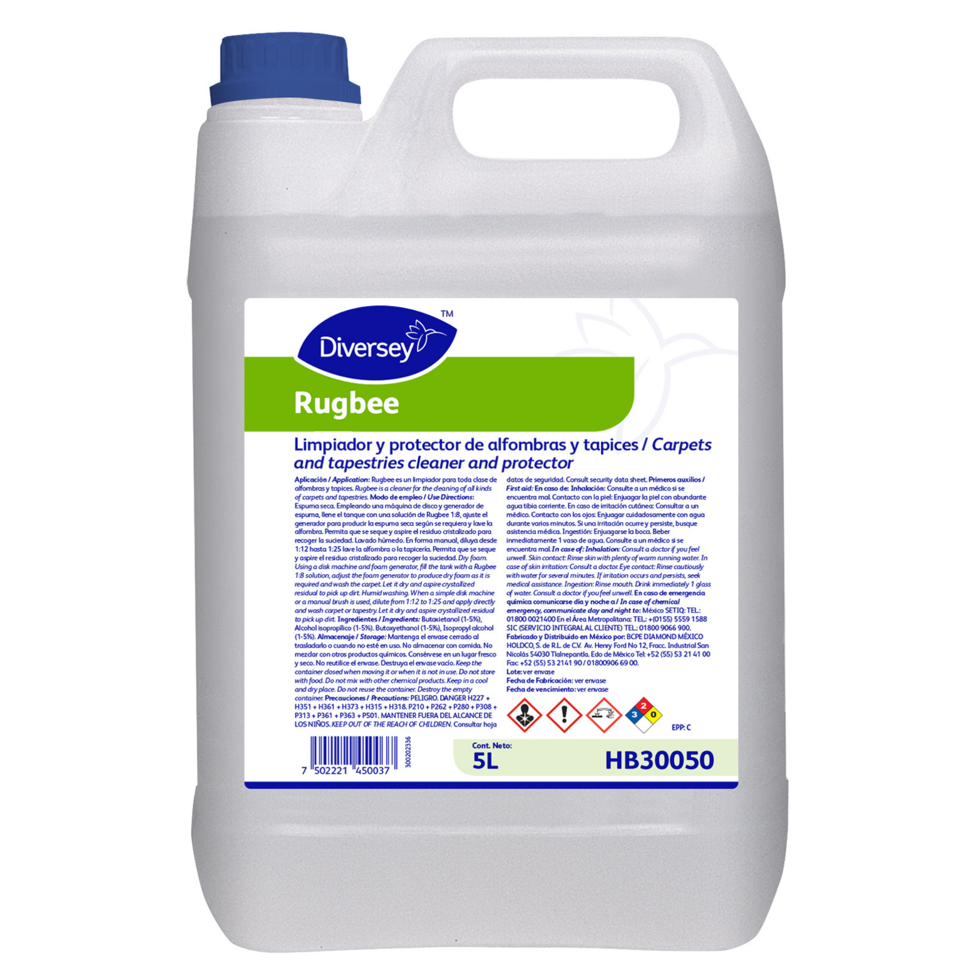 Rugbee Limpiador y Protector de Alfombras y Tapices Diversey 4x5L