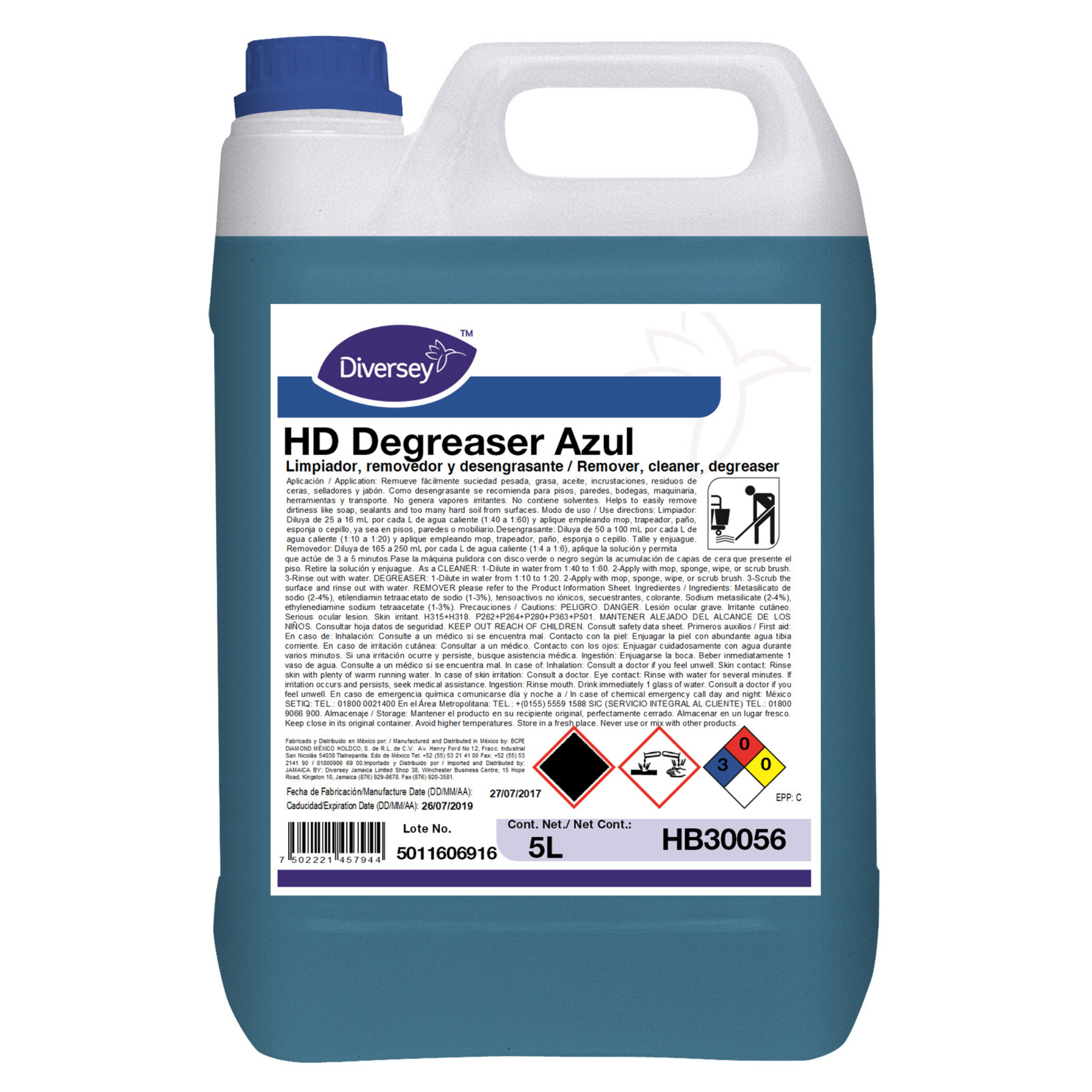 Desengrasante Industrial Azul 4x5L Diversey HB30056