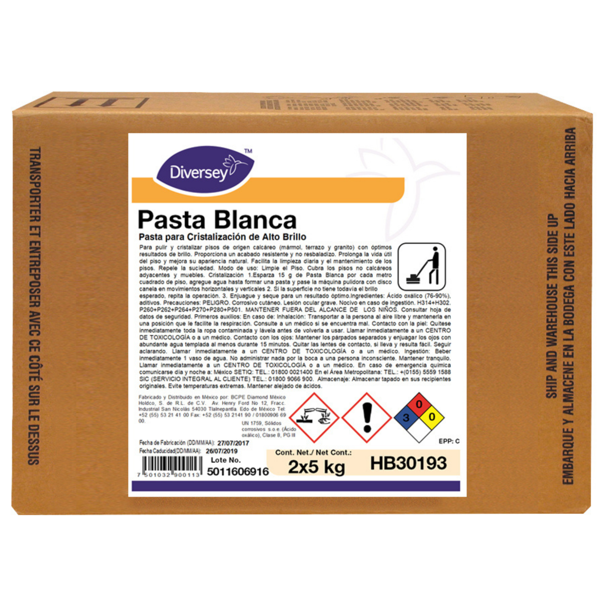 Pasta Blanca Cristalizador Alto Brillo Diversey HB30193 - Caja 2x5kg