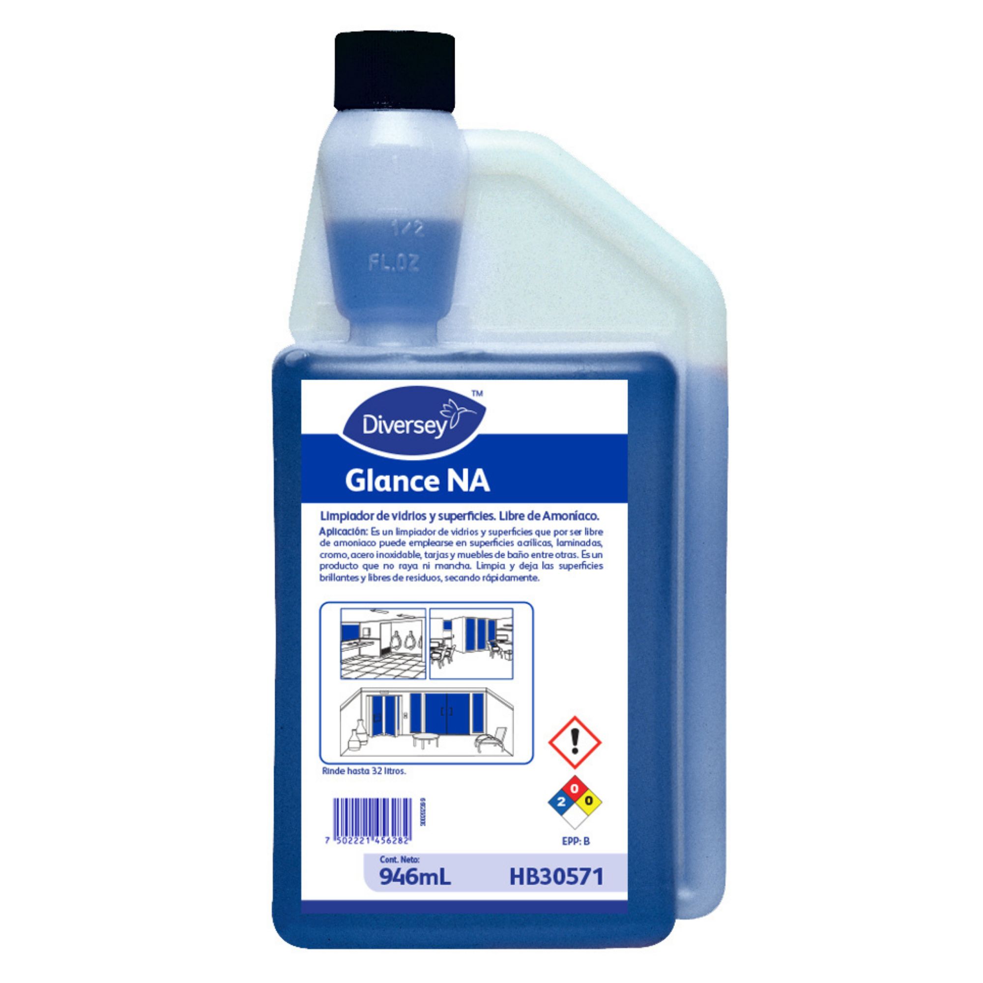 Glance NA Limpiador Vidrios y Superficies Libre Amoniaco 946ml