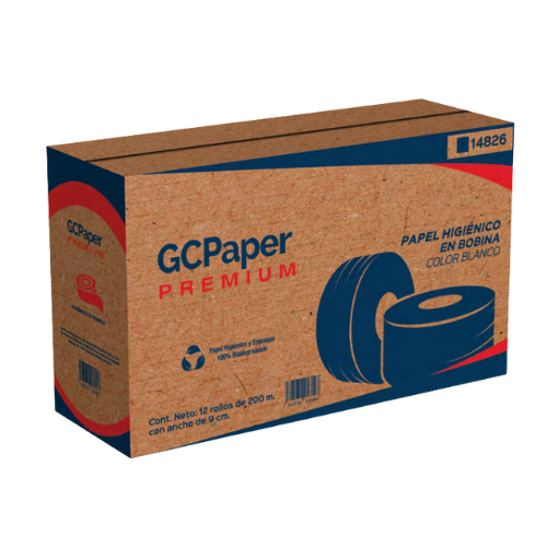 Higiénico Bobina GCPAPER | 200m | Doble Hoja | Tecnología Anti-Obstrucción