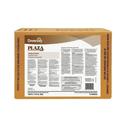 Caja o BIB (Bag-in-Box) de 18.9L del sellador y acabado para pisos de piedra Plaza Plus de Diversey.