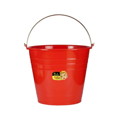 Cubeta de plástico roja Cuplasa Cubeta 16 de 14.5 litros con asa metálica