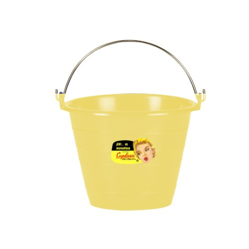 Cubeta de plástico amarilla Cuplasa Cubeta 4 de 1 litro con asa metálica
