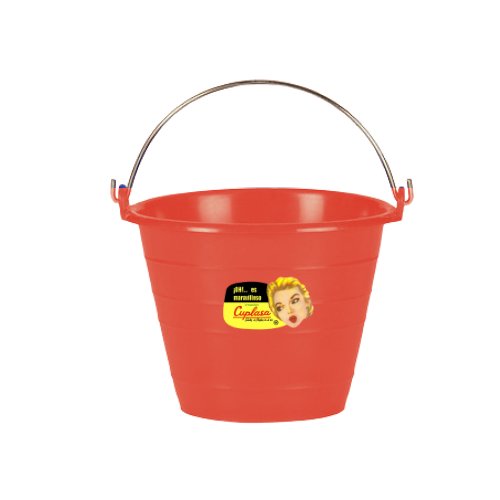 Cubeta de plástico roja Cuplasa Cubeta 4 de 1 litro con asa metálica