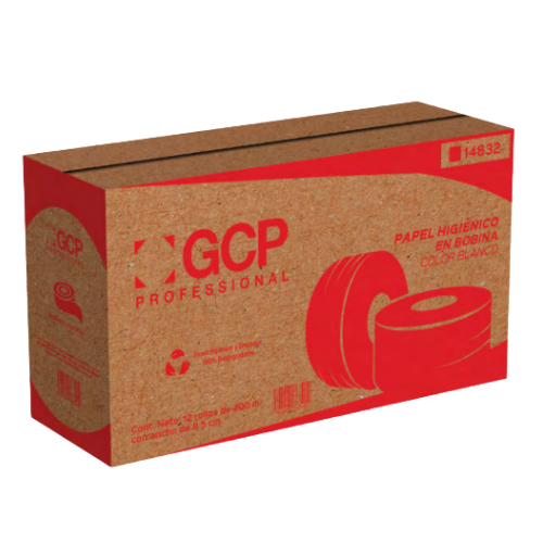 gcpaper-higienico-bobina-hd-200m-reciclado-14832.jpg: Rollo de papel higiénico en bobina GCPAPER HD, 200 metros, fibra reciclada, clave 14832