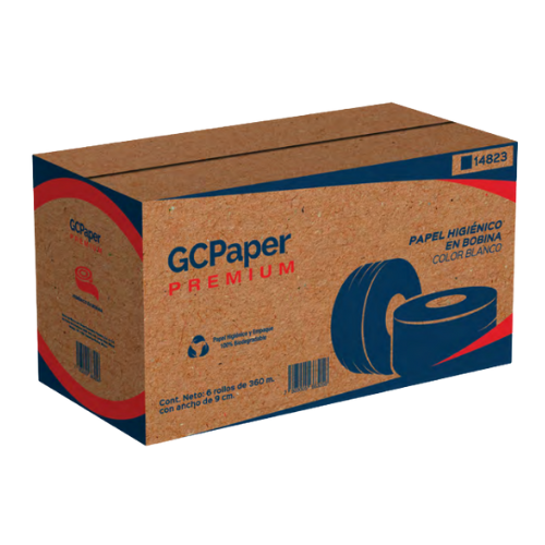 gcpaper-higienico-bobina-hd-reciclado-360m-14806.jpg: Rollo de papel higiénico GCPAPER Jumbo HD Reciclado de 360 metros, clave 14806