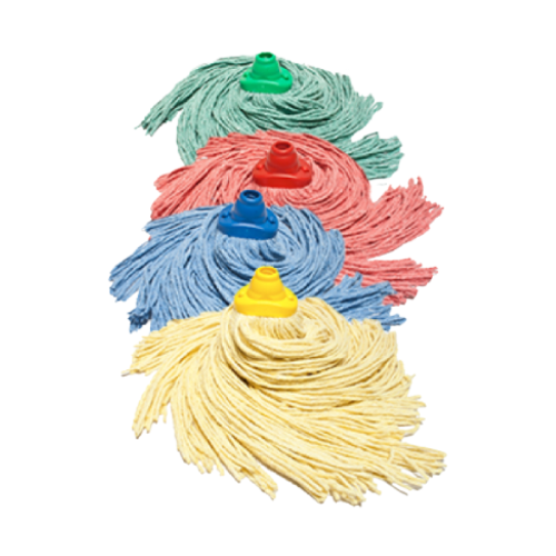 hi-giene-mop-antibacterial-rayon-300g-varios-colores.jpg: Mop Antibacterial de Hi-giene de 300g, mostrando el pabilo de rayón en varios colores con la campana de resina.