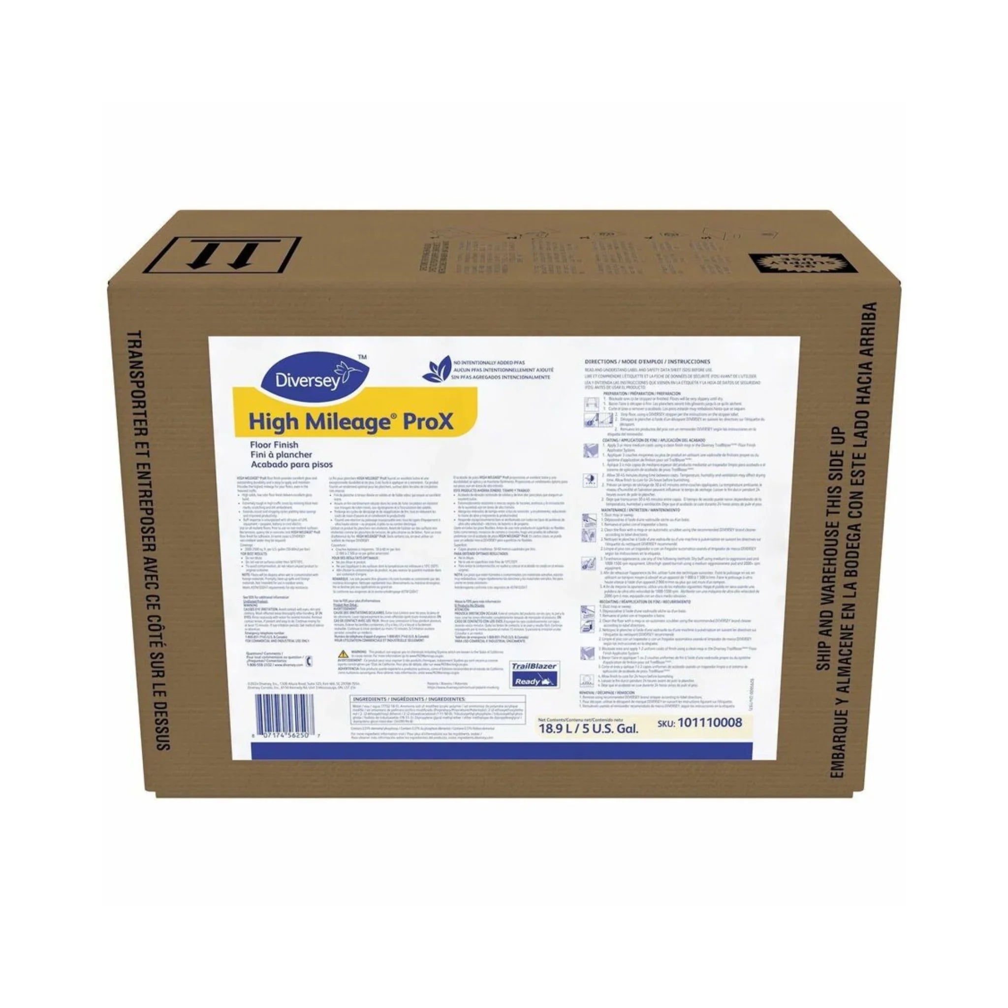 Caja BIB (Bag-in-Box) del acabado para pisos de alto tráfico High Mileage de Diversey.