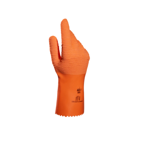 mapa-harpon-321-guante-latex-naranja-reforzado.jpg: Guante HARPON 321 de MAPA PROFESSIONAL en color naranja con empuñadura reforzada.
