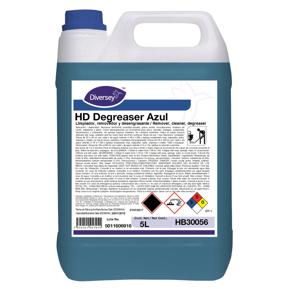 Diversey® Cuidado de Pisos HD Degreaser Azul (HB30056) - Karlan ¡Marca la Limpieza!HB30056